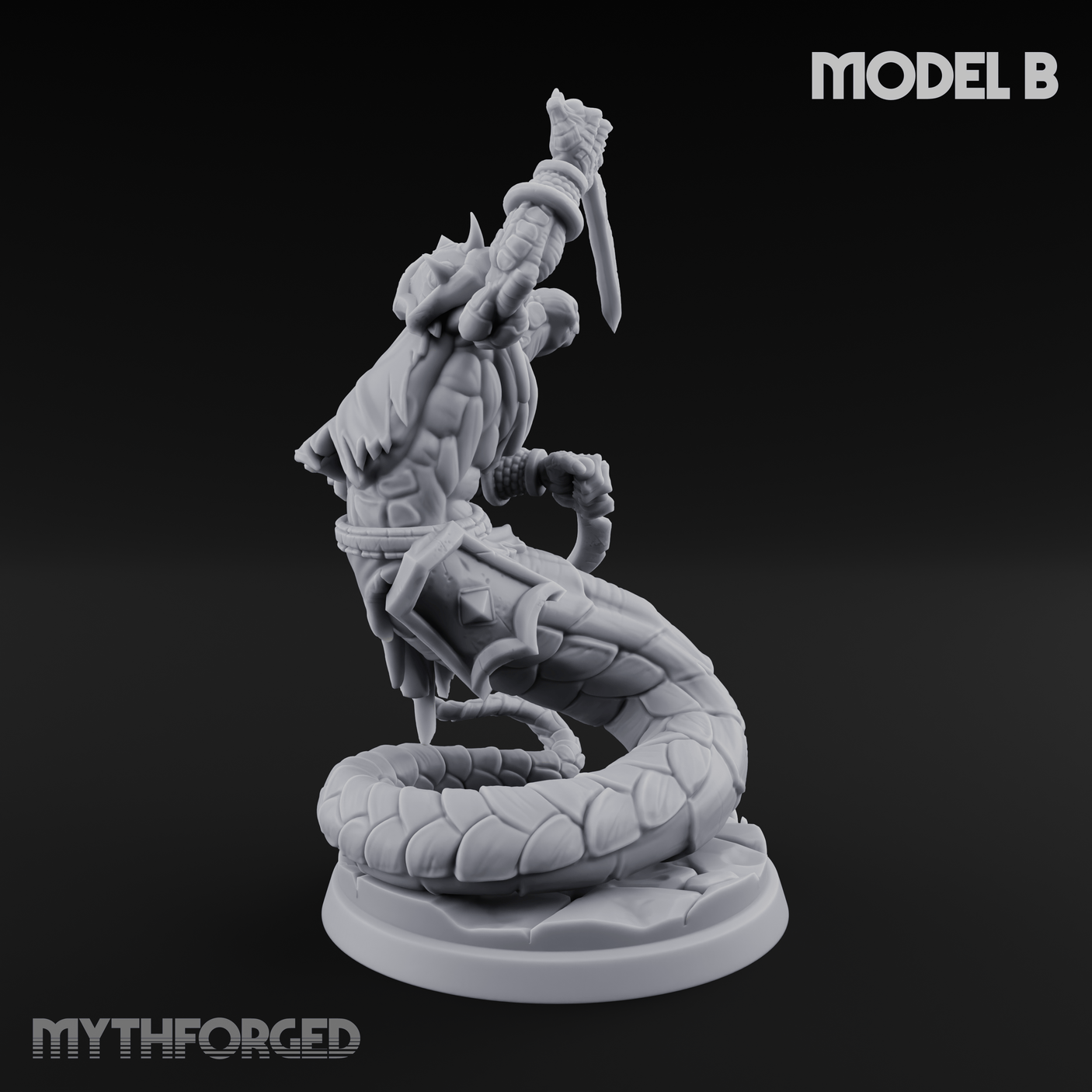 Swooping and Coiled Naga Warriors B Miniature for Dungeons and Dragons, Pathfinder or other TTRPGs