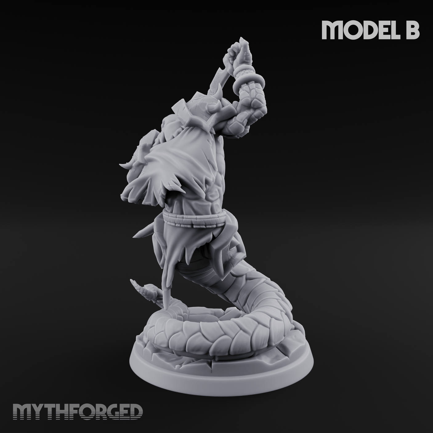 Swooping and Coiled Naga Warriors B Miniature for Dungeons and Dragons, Pathfinder or other TTRPGs