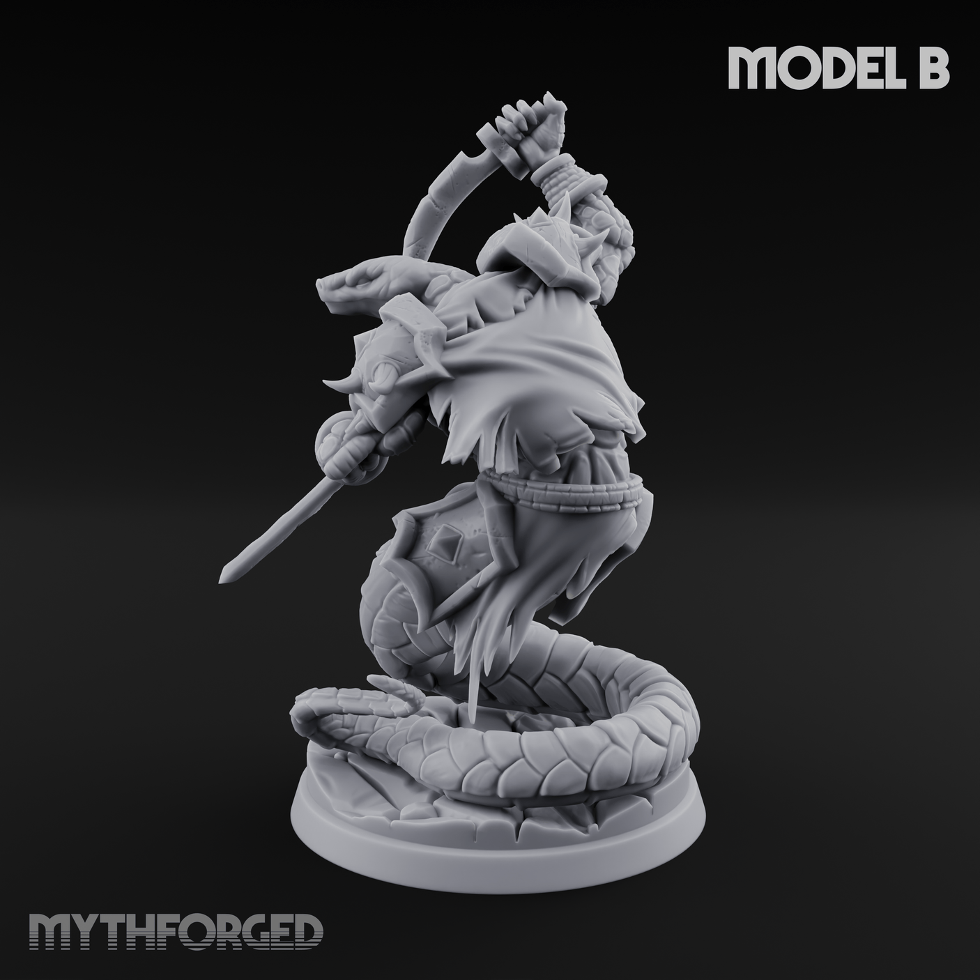 Swooping and Coiled Naga Warriors B Miniature for Dungeons and Dragons, Pathfinder or other TTRPGs