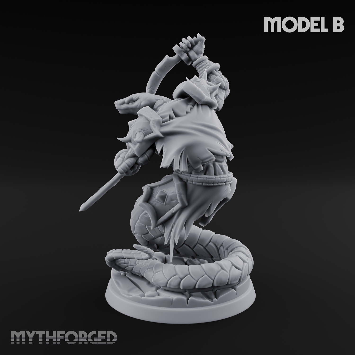 Swooping and Coiled Naga Warriors B Miniature for Dungeons and Dragons, Pathfinder or other TTRPGs