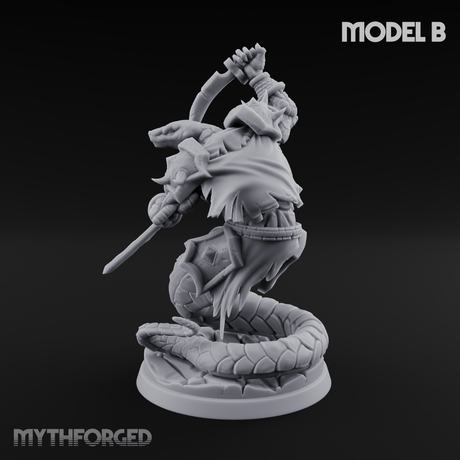 Swooping and Coiled Naga Warriors B Miniature for Dungeons and Dragons, Pathfinder or other TTRPGs