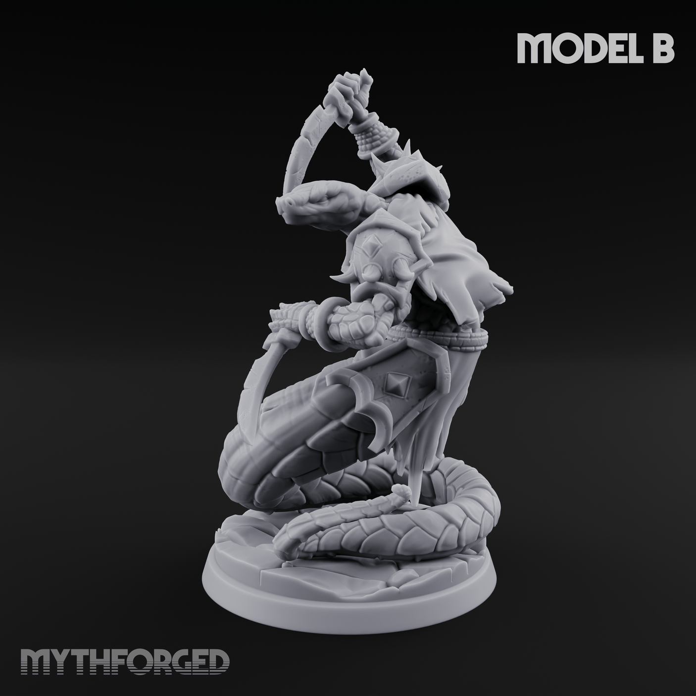 Swooping and Coiled Naga Warriors B Miniature for Dungeons and Dragons, Pathfinder or other TTRPGs