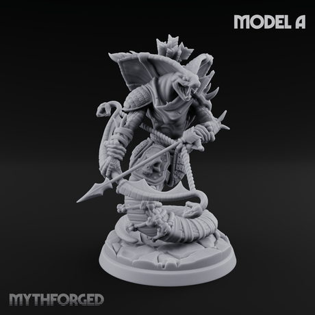 Spear Thrust Snarling Naga Warrior A Miniature for Dungeons and Dragons, Pathfinder or other TTRPGs