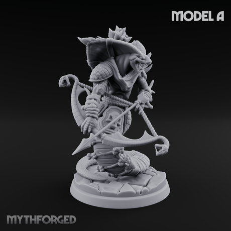 Spear Thrust Snarling Naga Warrior Miniature for Dungeons and Dragons, Pathfinder or other TTRPGs
