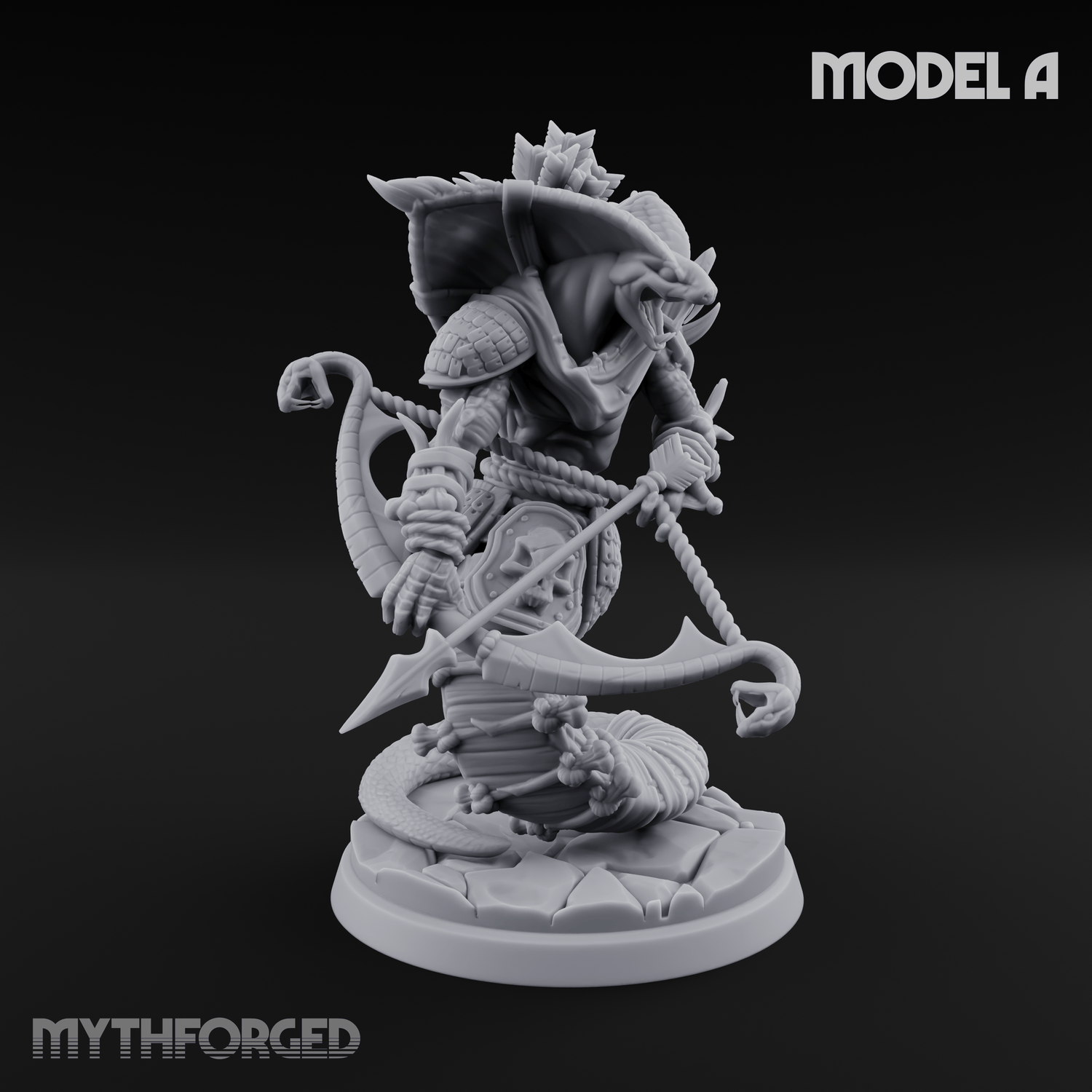 Spear Thrust Snarling Naga Warrior A Miniature for Dungeons and Dragons, Pathfinder or other TTRPGs