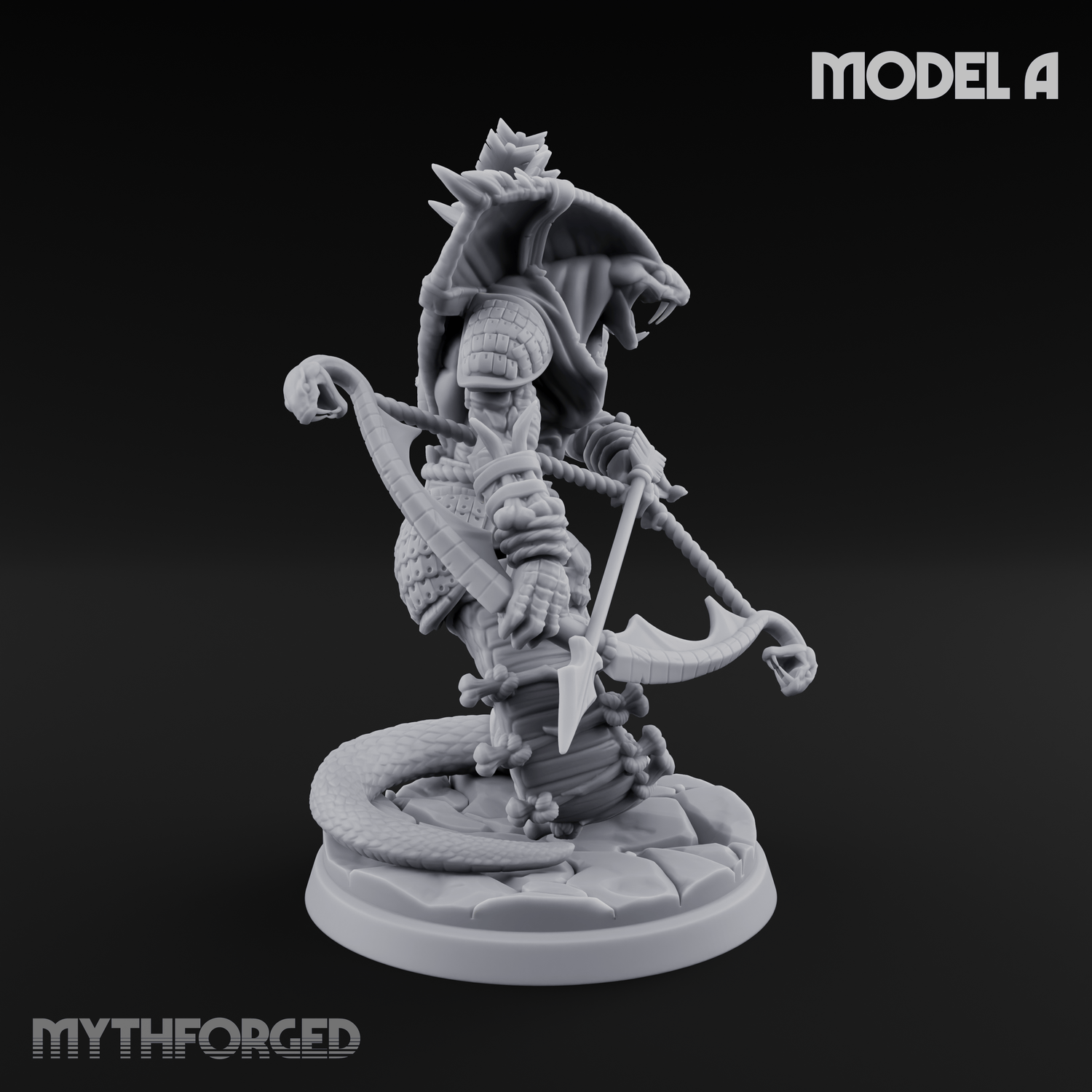 Spear Thrust Snarling Naga Warrior A Miniature for Dungeons and Dragons, Pathfinder or other TTRPGs
