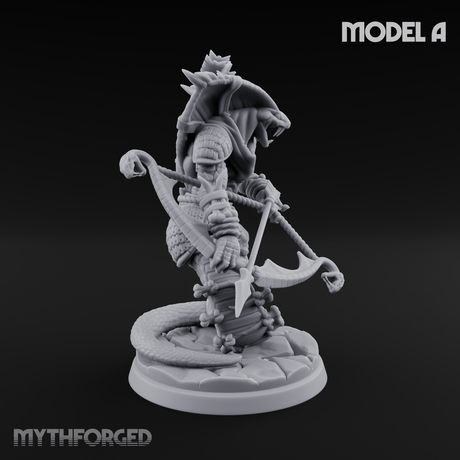 Spear Thrust Snarling Naga Warrior A Miniature for Dungeons and Dragons, Pathfinder or other TTRPGs