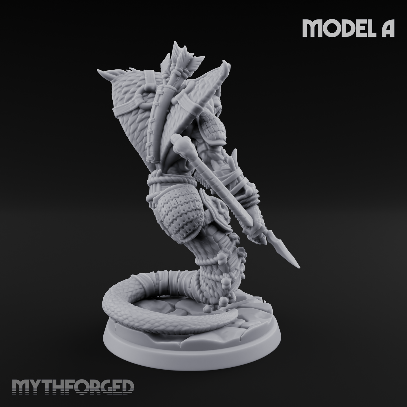 Spear Thrust Snarling Naga Warrior A Miniature for Dungeons and Dragons, Pathfinder or other TTRPGs