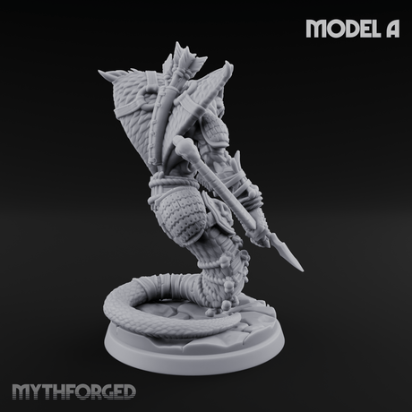 Spear Thrust Snarling Naga Warrior A Miniature for Dungeons and Dragons, Pathfinder or other TTRPGs