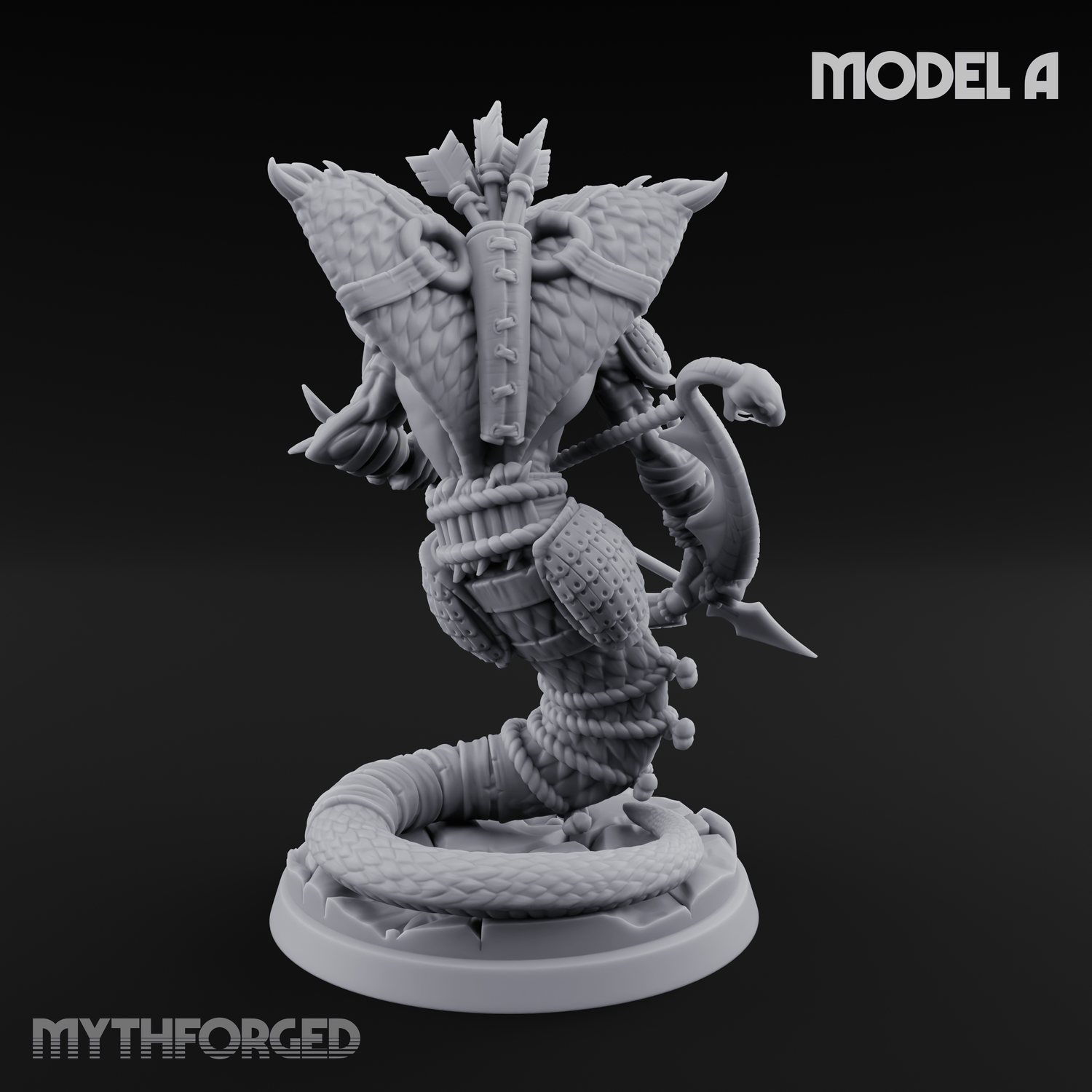 Spear Thrust Snarling Naga Warrior A Miniature for Dungeons and Dragons, Pathfinder or other TTRPGs