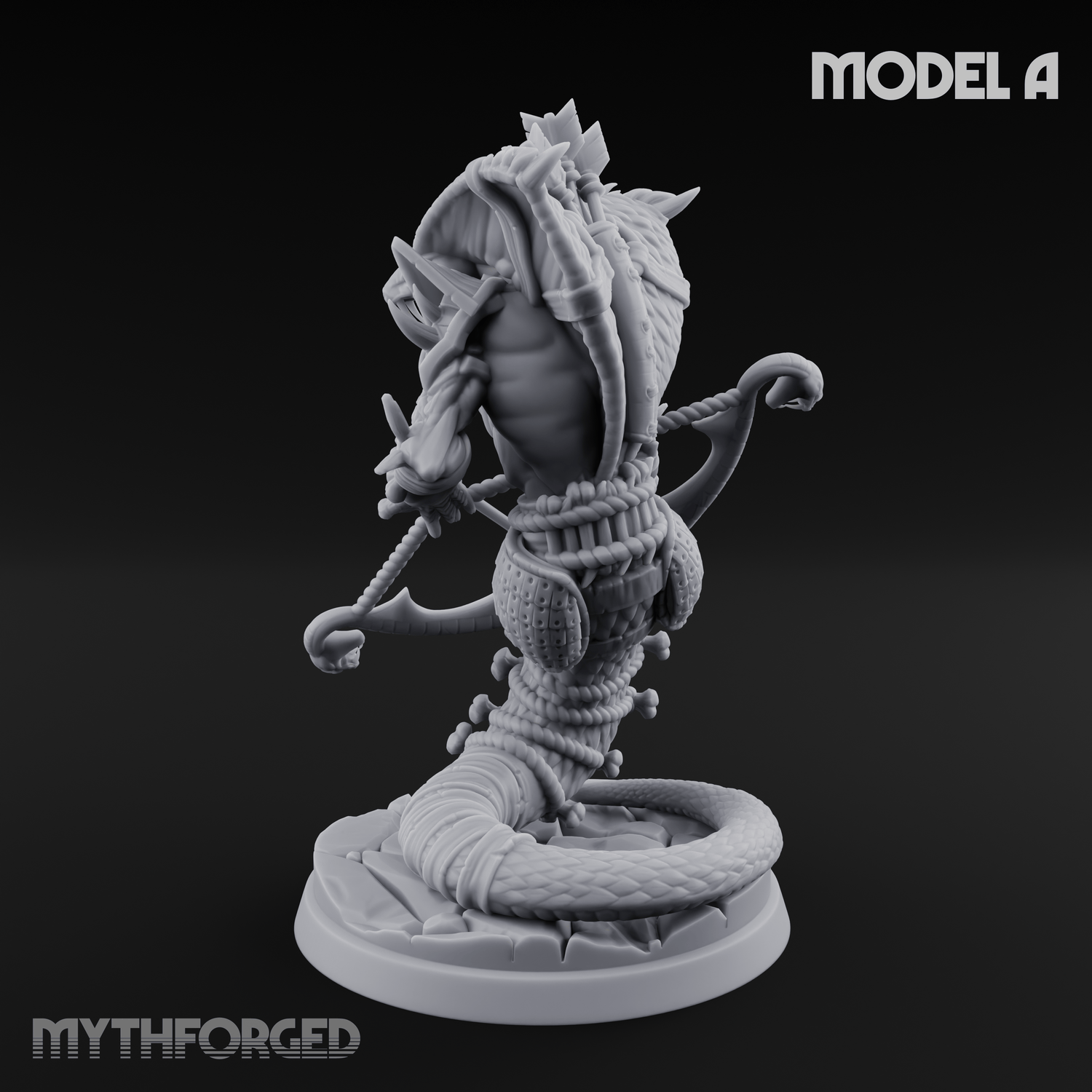 Spear Thrust Snarling Naga Warrior A Miniature for Dungeons and Dragons, Pathfinder or other TTRPGs