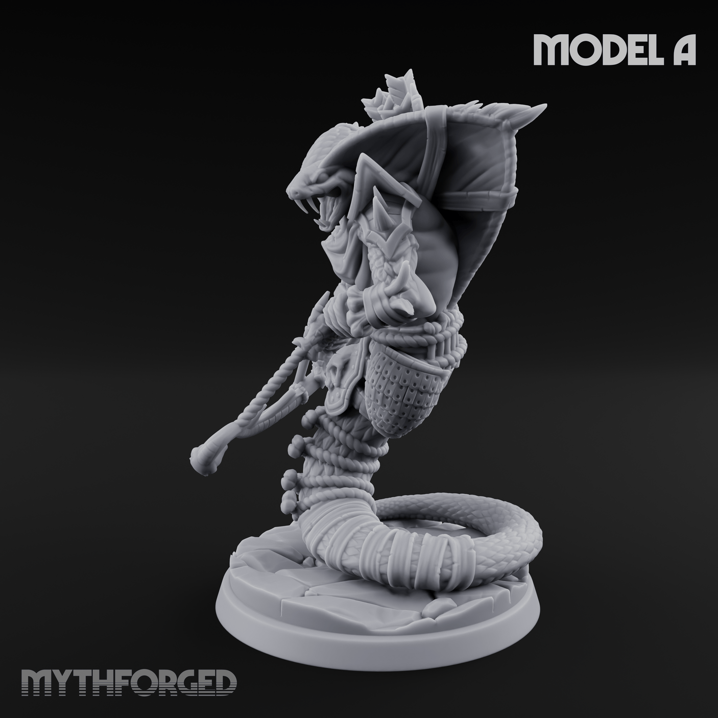 Spear Thrust Snarling Naga Warrior A Miniature for Dungeons and Dragons, Pathfinder or other TTRPGs