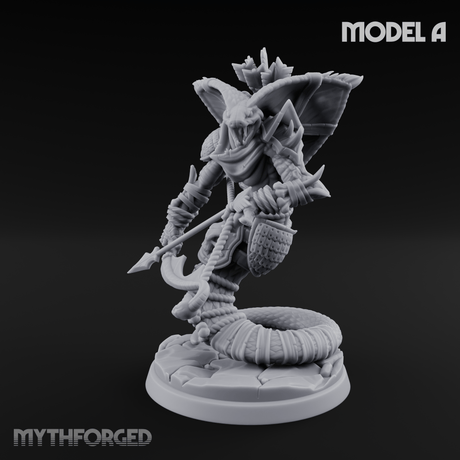 Spear Thrust Snarling Naga Warrior A Miniature for Dungeons and Dragons, Pathfinder or other TTRPGs