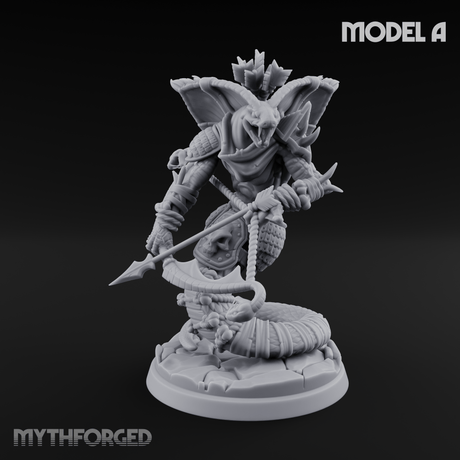 Spear Thrust Snarling Naga Warrior A Miniature for Dungeons and Dragons, Pathfinder or other TTRPGs