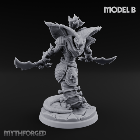 Spear Thrust Snarling Naga Warrior B Miniature for Dungeons and Dragons, Pathfinder or other TTRPGs
