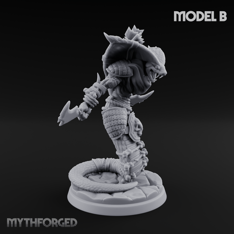 Spear Thrust Snarling Naga Warrior B Miniature for Dungeons and Dragons, Pathfinder or other TTRPGs