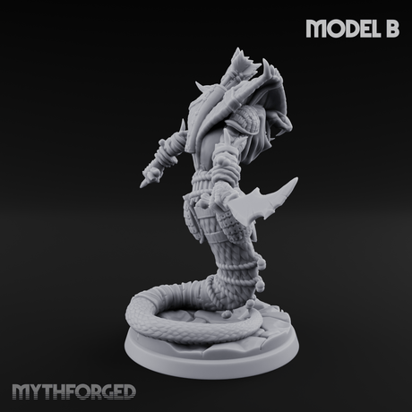 Spear Thrust Snarling Naga Warrior B Miniature for Dungeons and Dragons, Pathfinder or other TTRPGs