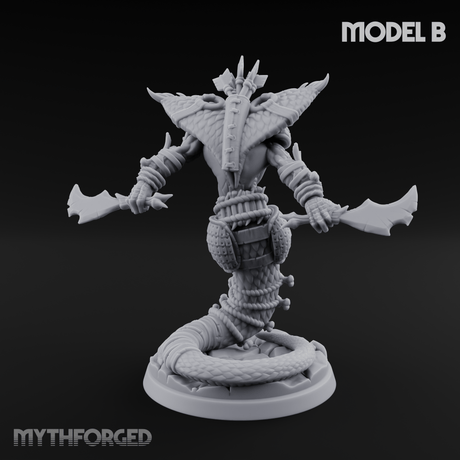 Spear Thrust Snarling Naga Warrior B Miniature for Dungeons and Dragons, Pathfinder or other TTRPGs