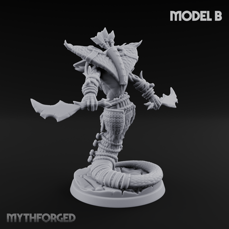 Spear Thrust Snarling Naga Warrior B Miniature for Dungeons and Dragons, Pathfinder or other TTRPGs