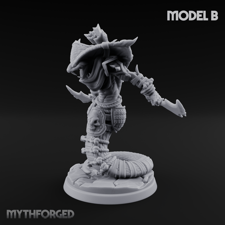 Spear Thrust Snarling Naga Warrior B Miniature for Dungeons and Dragons, Pathfinder or other TTRPGs