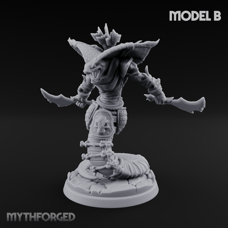 Spear Thrust Snarling Naga Warrior B Miniature for Dungeons and Dragons, Pathfinder or other TTRPGs