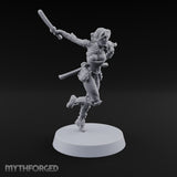 Scabbards Empty, Blade Overhead Elf Sword Warrior