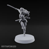 Scabbards Empty, Blade Overhead Elf Sword Warrior