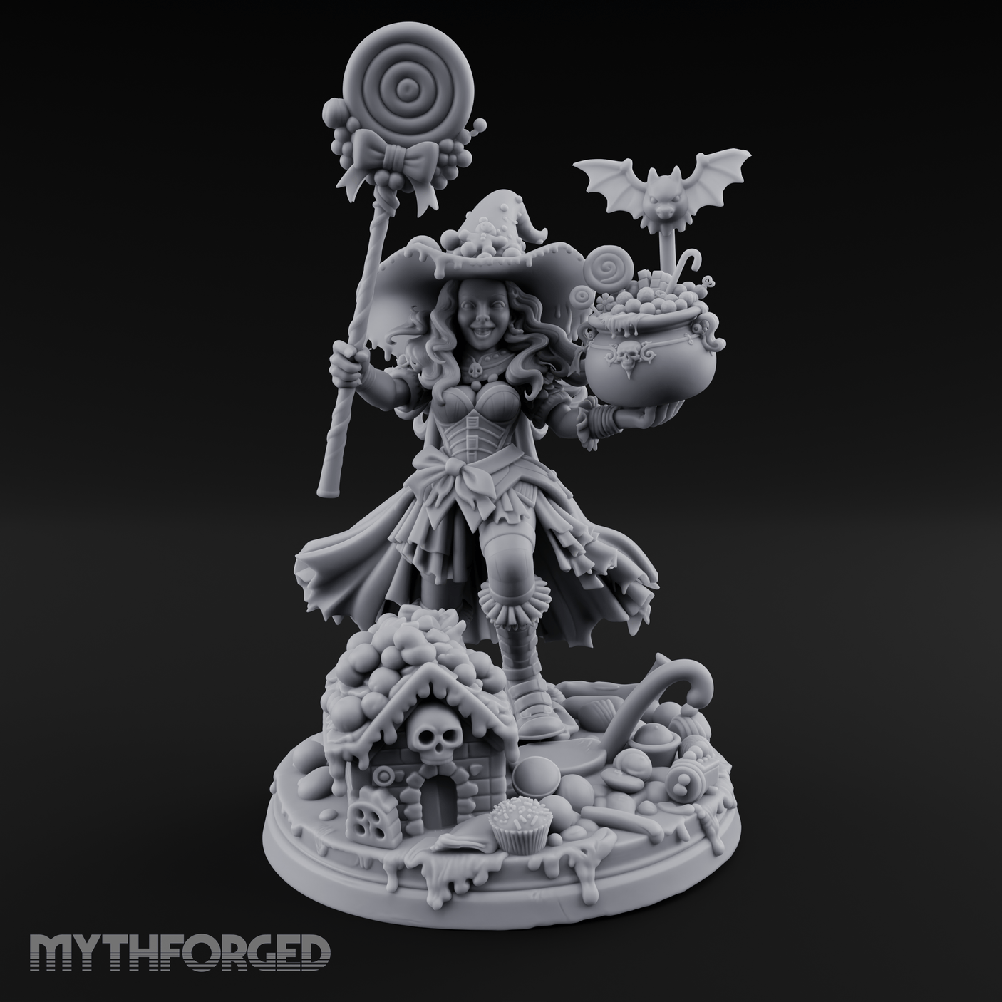 Grinning Candy Conjurer Enchantress Miniature for Dungeons and Dragons, Pathfinder or other TTRPGs