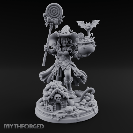 Grinning Candy Conjurer Enchantress Miniature for Dungeons and Dragons, Pathfinder or other TTRPGs