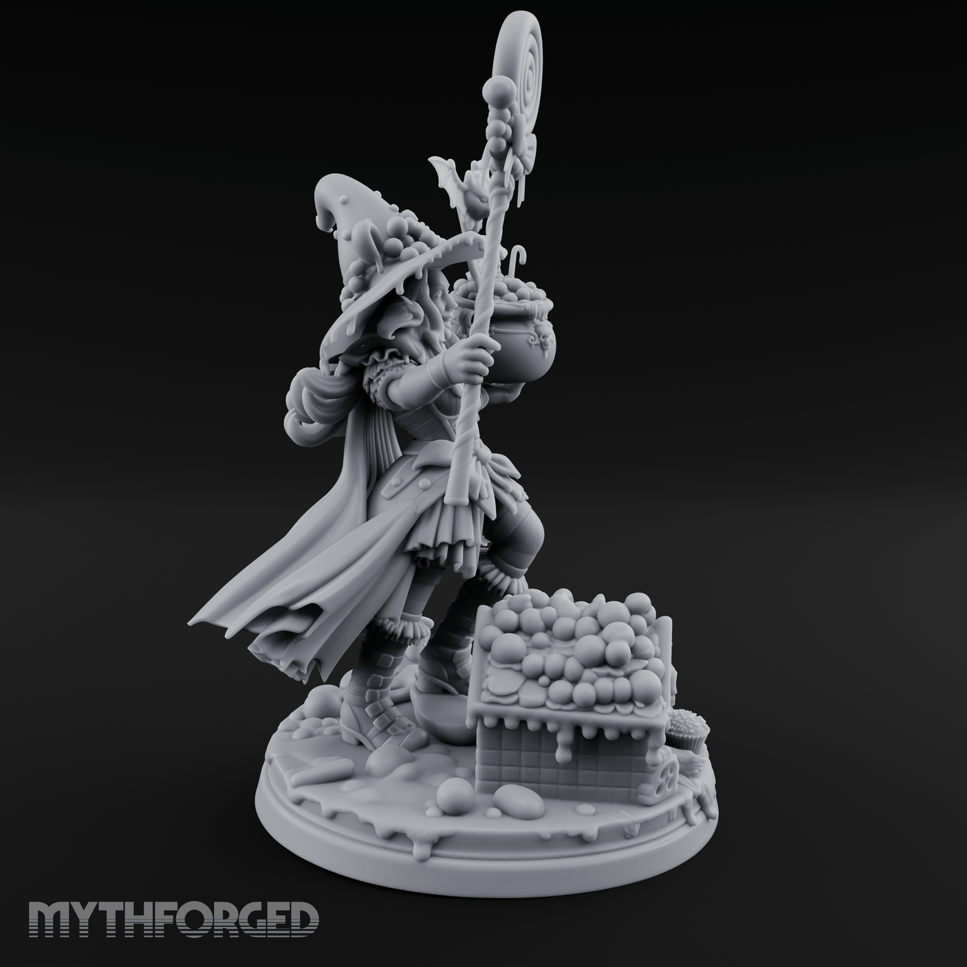 Grinning Candy Conjurer Enchantress Miniature for Dungeons and Dragons, Pathfinder or other TTRPGs