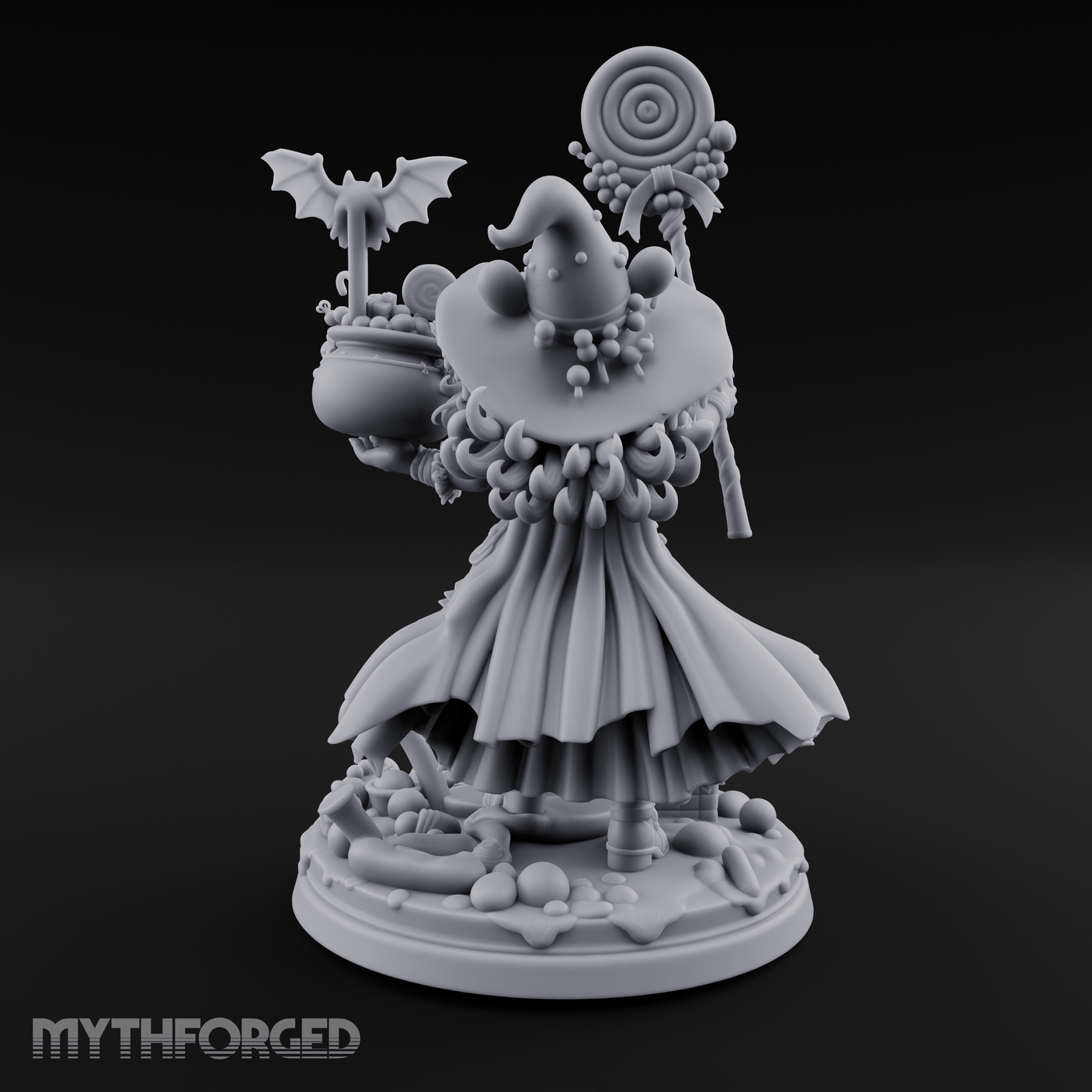 Grinning Candy Conjurer Enchantress Miniature for Dungeons and Dragons, Pathfinder or other TTRPGs