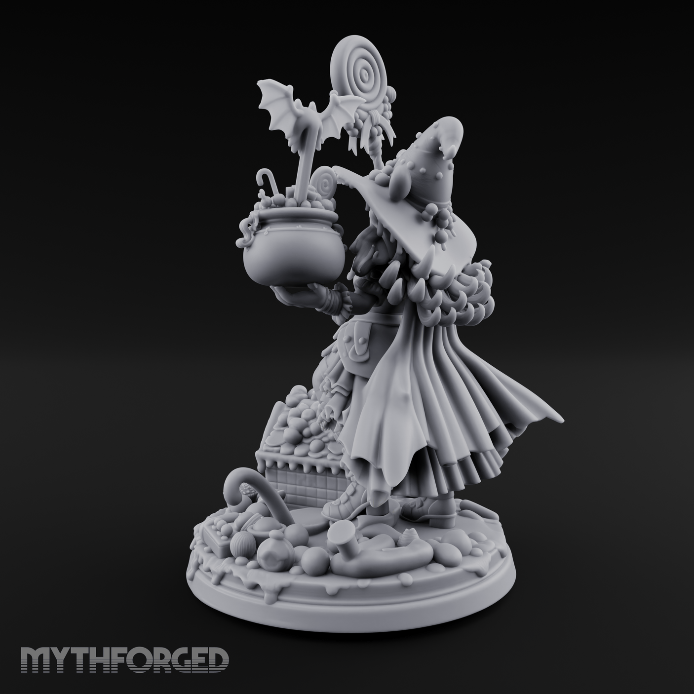 Grinning Candy Conjurer Enchantress Miniature for Dungeons and Dragons, Pathfinder or other TTRPGs