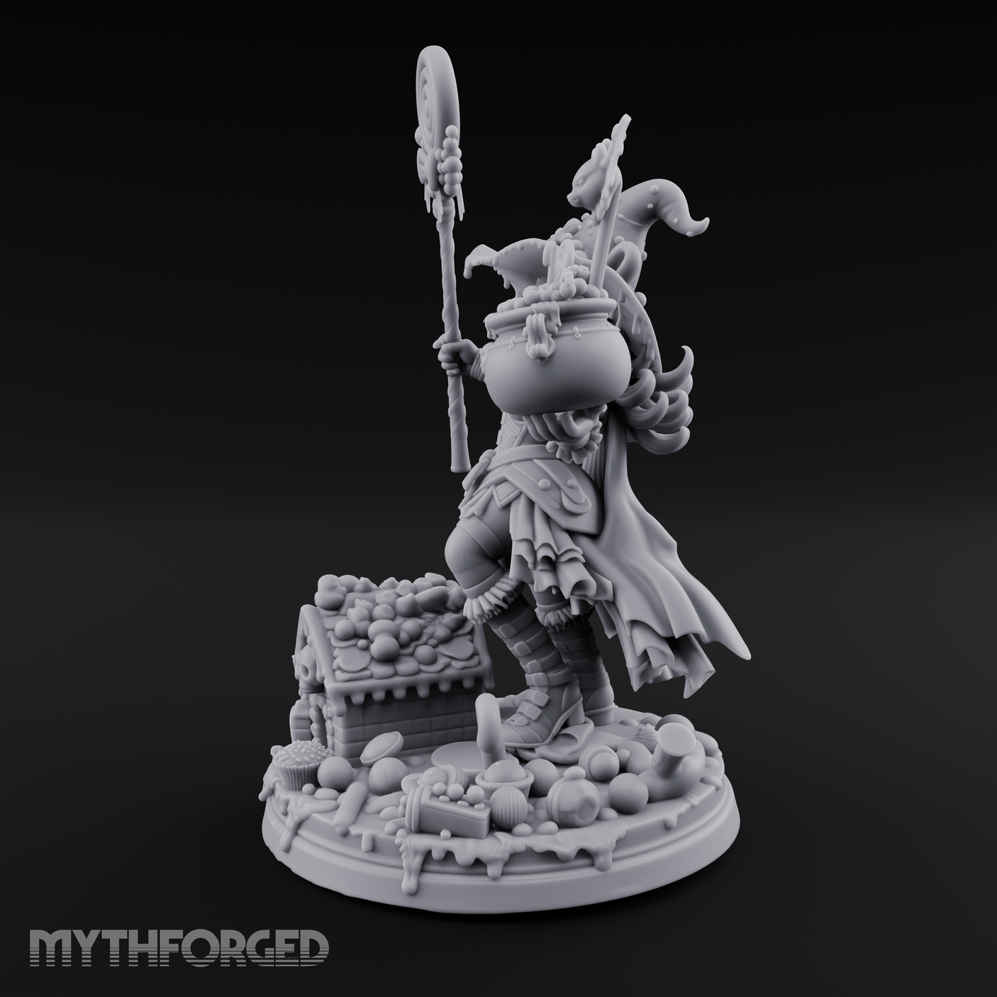 Grinning Candy Conjurer Enchantress Miniature for Dungeons and Dragons, Pathfinder or other TTRPGs