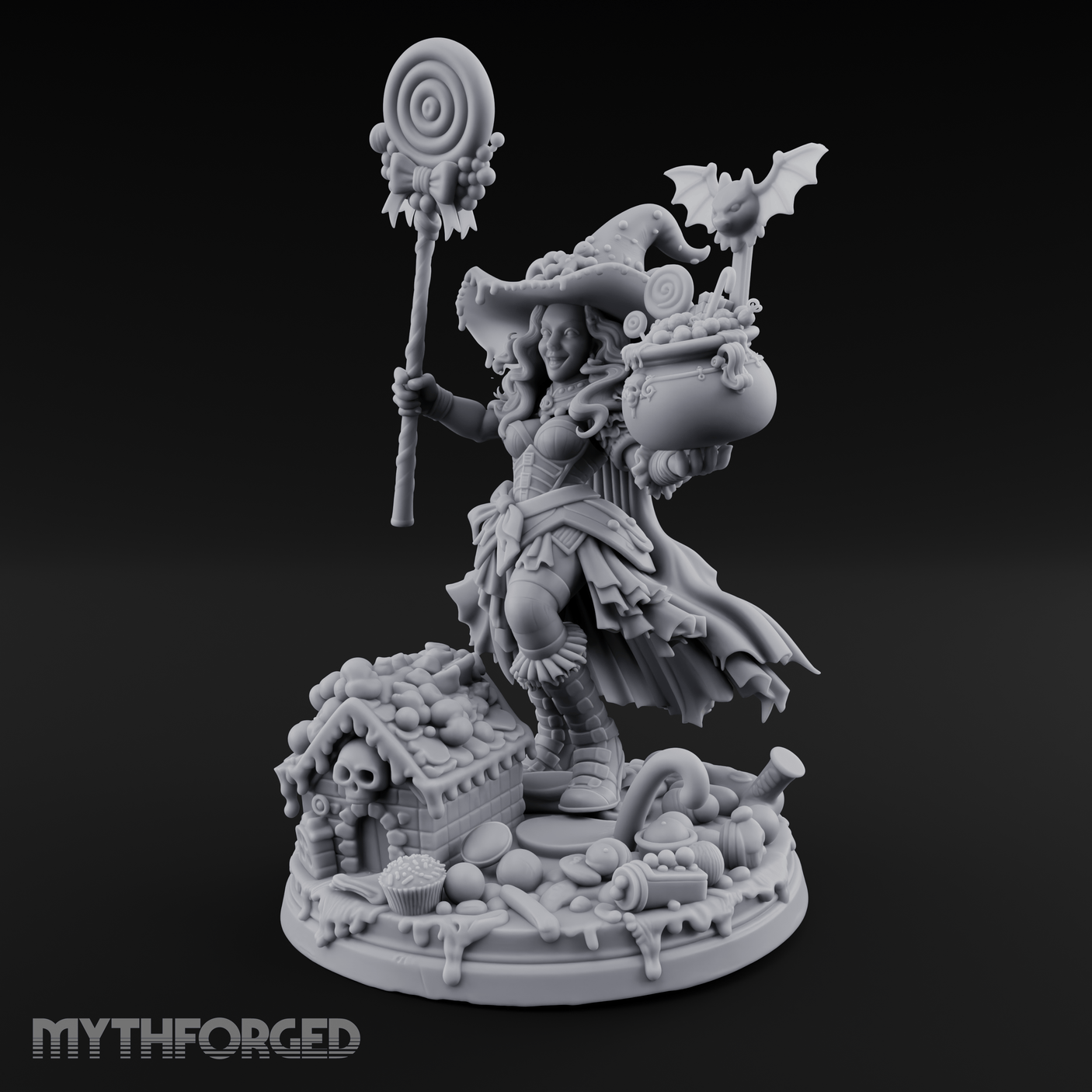 Grinning Candy Conjurer Enchantress Miniature for Dungeons and Dragons, Pathfinder or other TTRPGs