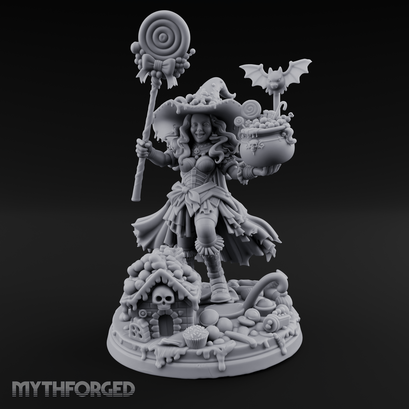 Grinning Candy Conjurer Enchantress Miniature for Dungeons and Dragons, Pathfinder or other TTRPGs