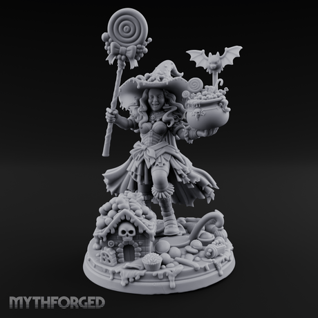 Grinning Candy Conjurer Enchantress Miniature for Dungeons and Dragons, Pathfinder or other TTRPGs