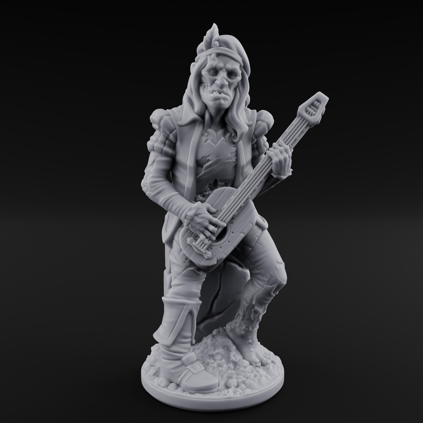 Still Strumming Zombie Bard Miniature for Dungeons and Dragons, Pathfinder or other TTRPGs