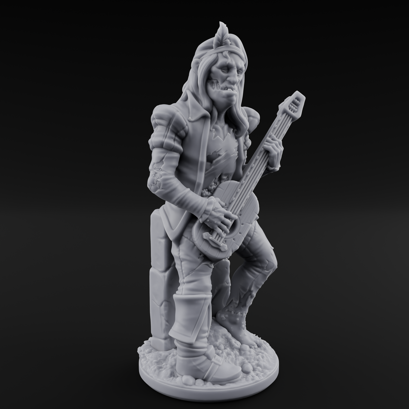 Still Strumming Zombie Bard Miniature for Dungeons and Dragons, Pathfinder or other TTRPGs