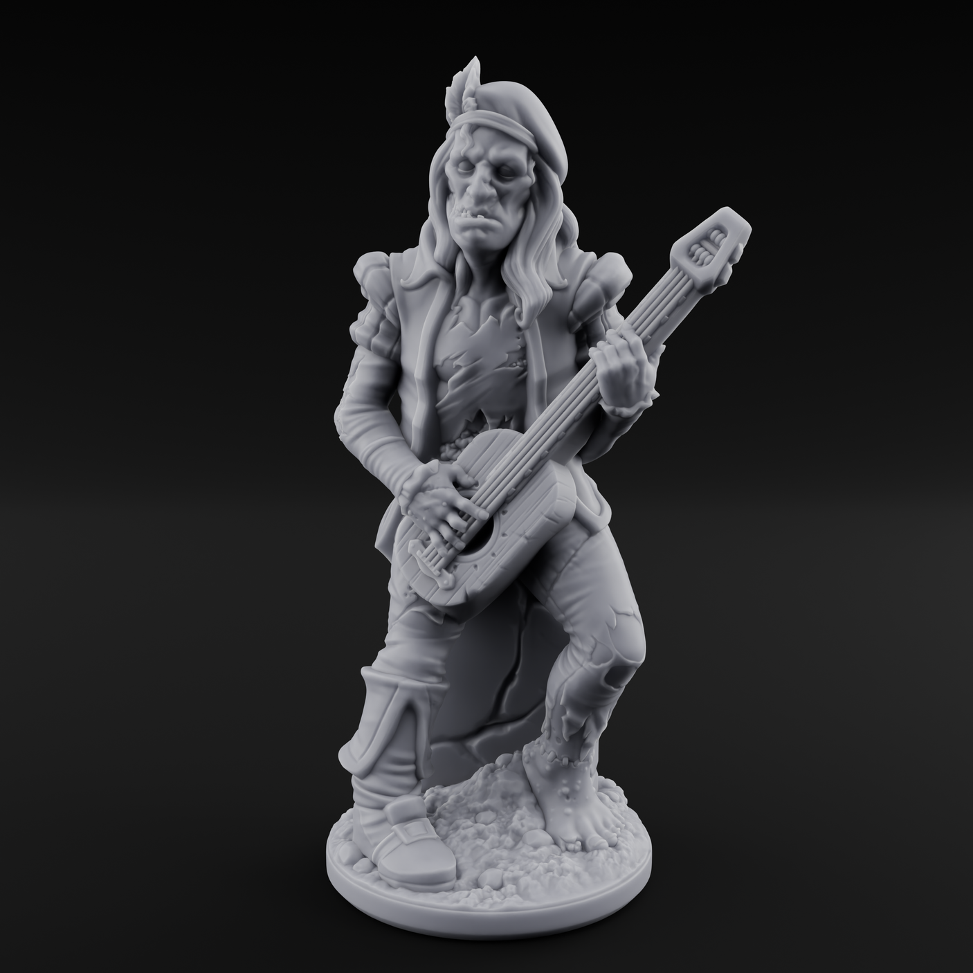 Still Strumming Zombie Bard Miniature for Dungeons and Dragons, Pathfinder or other TTRPGs