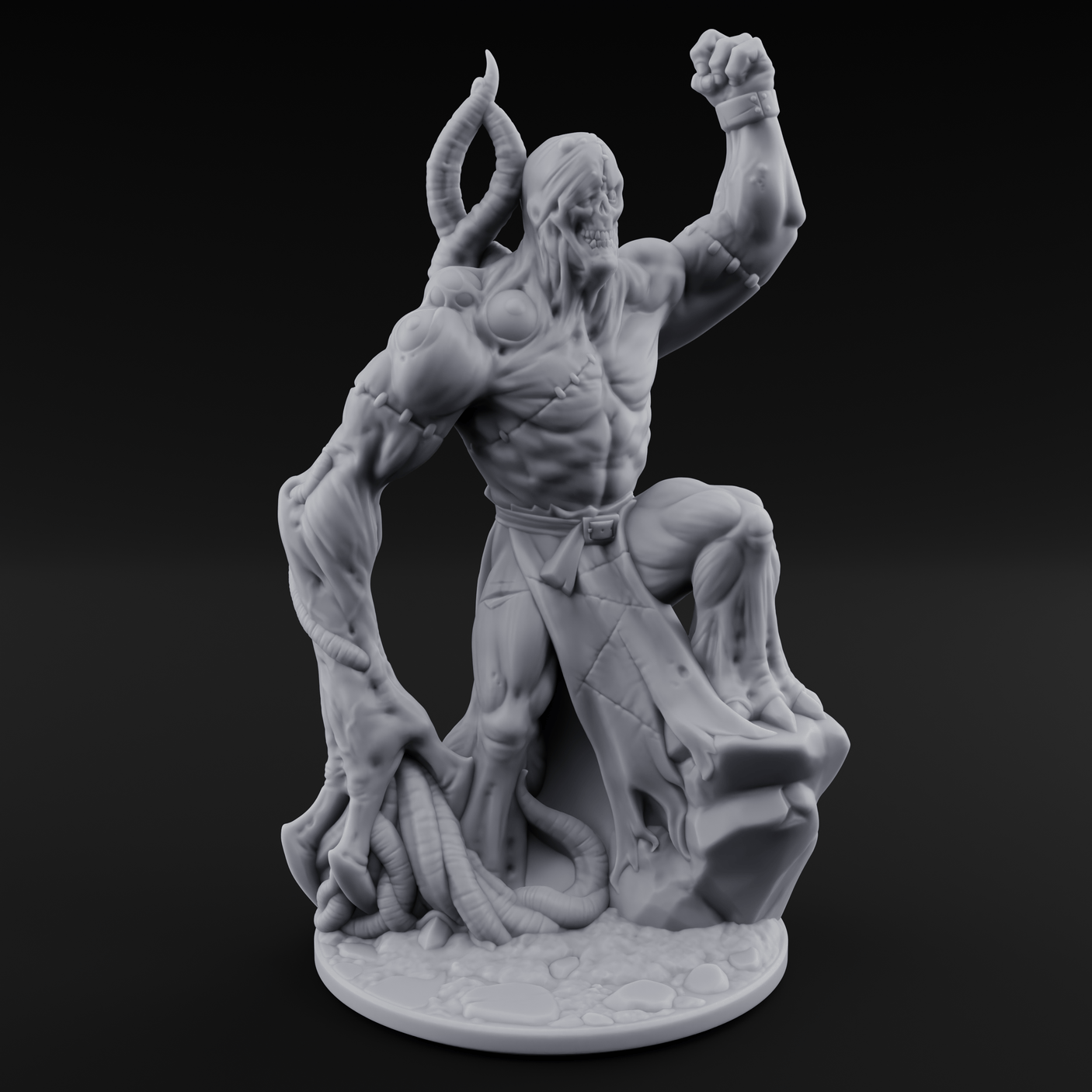 Fist Pumping Zombie Tyrant Miniature for Dungeons and Dragons, Pathfinder or other TTRPGs