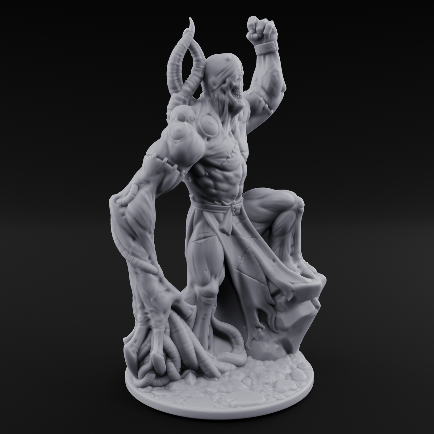 Fist Pumping Zombie Tyrant Miniature for Dungeons and Dragons, Pathfinder or other TTRPGs