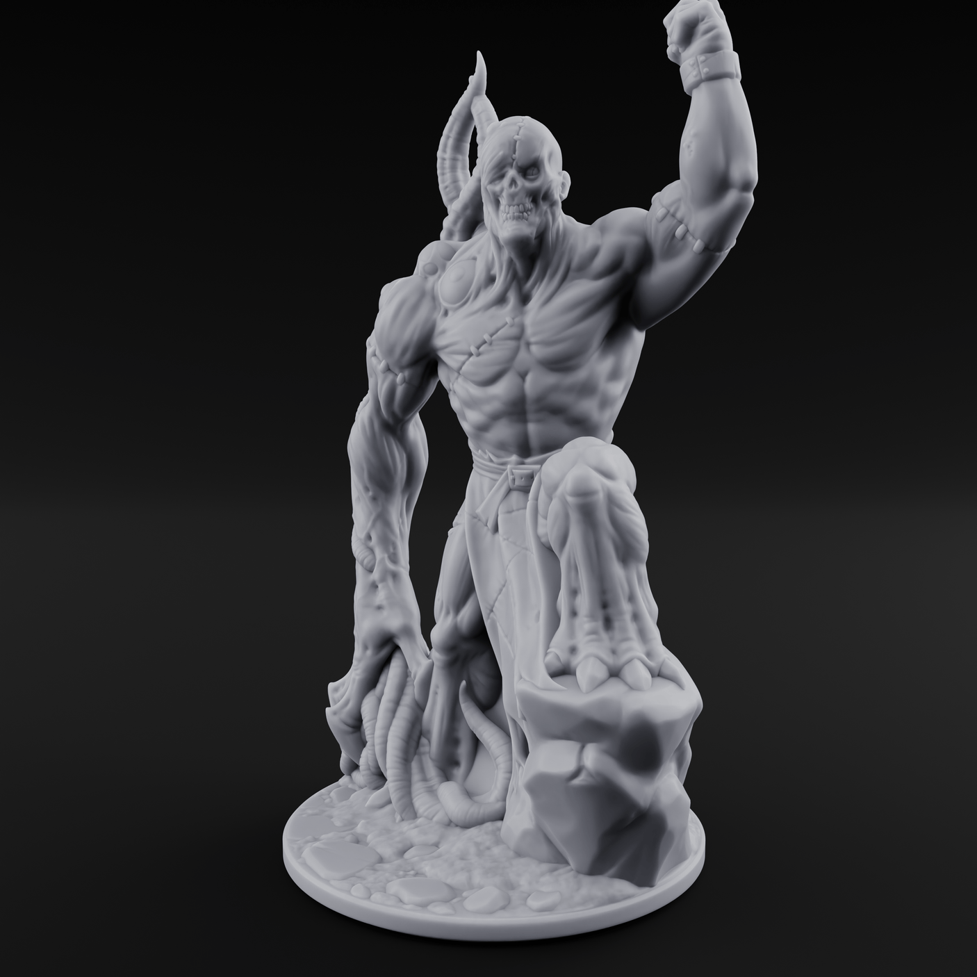 Fist Pumping Zombie Tyrant Miniature for Dungeons and Dragons, Pathfinder or other TTRPGs