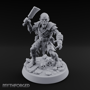 Cleaver Raised Hungry Zombie Brute Miniature for Dungeons and Dragons, Pathfinder or other TTRPGs