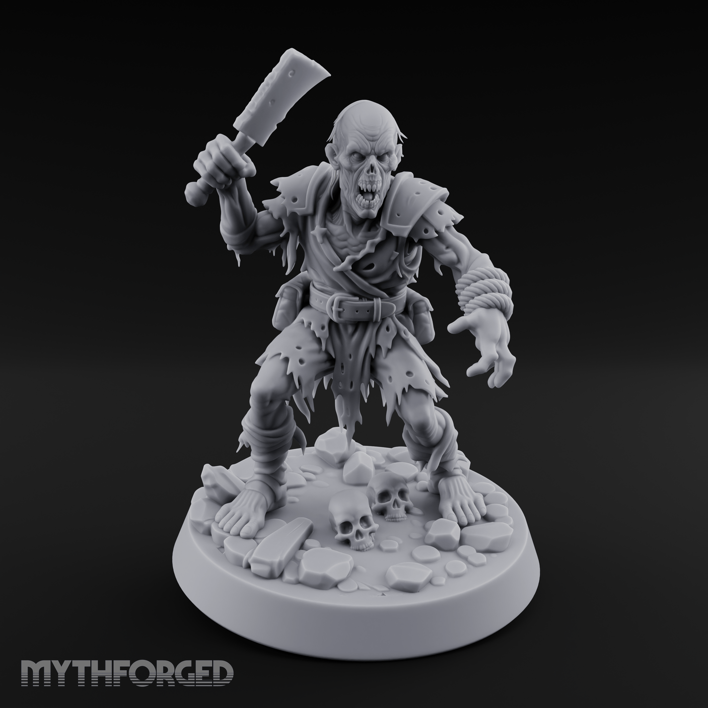 Cleaver Raised Hungry Zombie Brute Miniature for Dungeons and Dragons, Pathfinder or other TTRPGs
