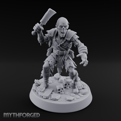 Cleaver Raised Hungry Zombie Brute Miniature for Dungeons and Dragons, Pathfinder or other TTRPGs