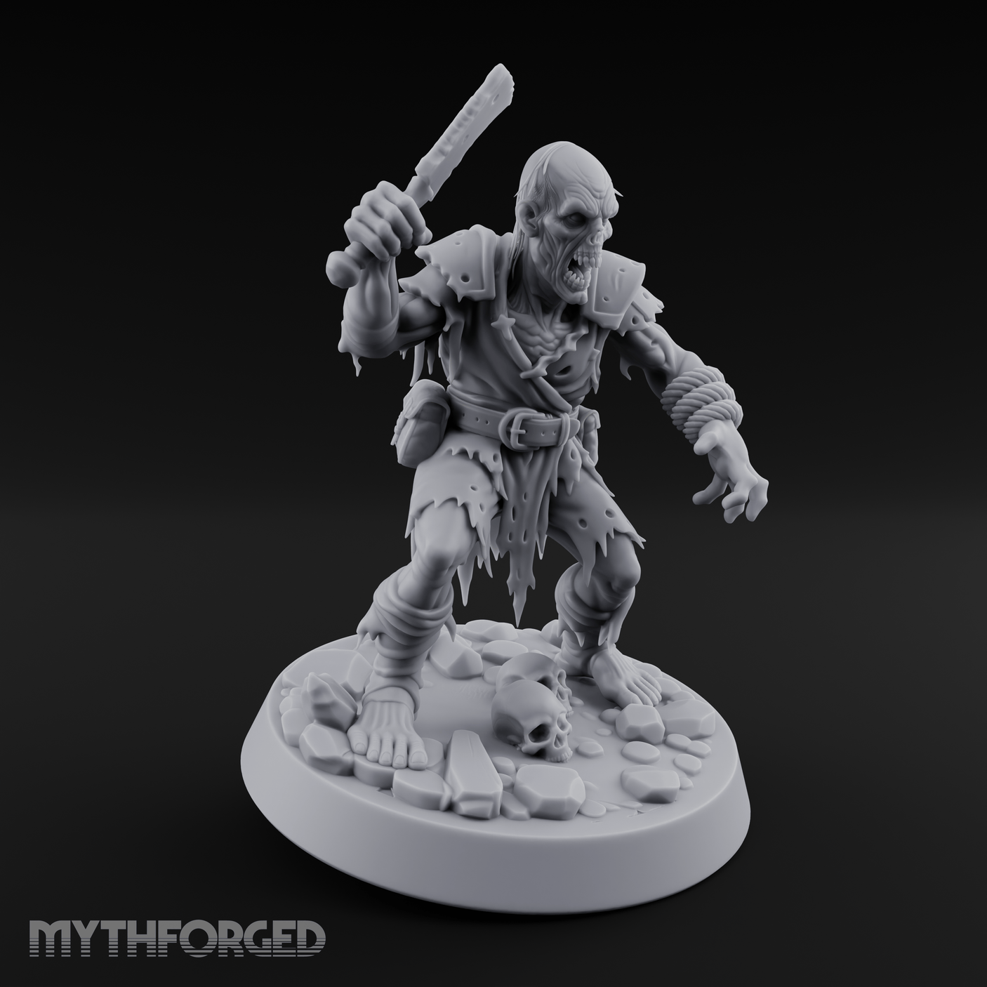 Cleaver Raised Hungry Zombie Brute Miniature for Dungeons and Dragons, Pathfinder or other TTRPGs