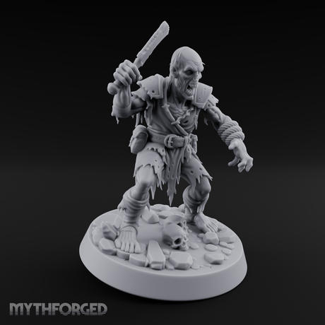 Cleaver Raised Hungry Zombie Brute Miniature for Dungeons and Dragons, Pathfinder or other TTRPGs