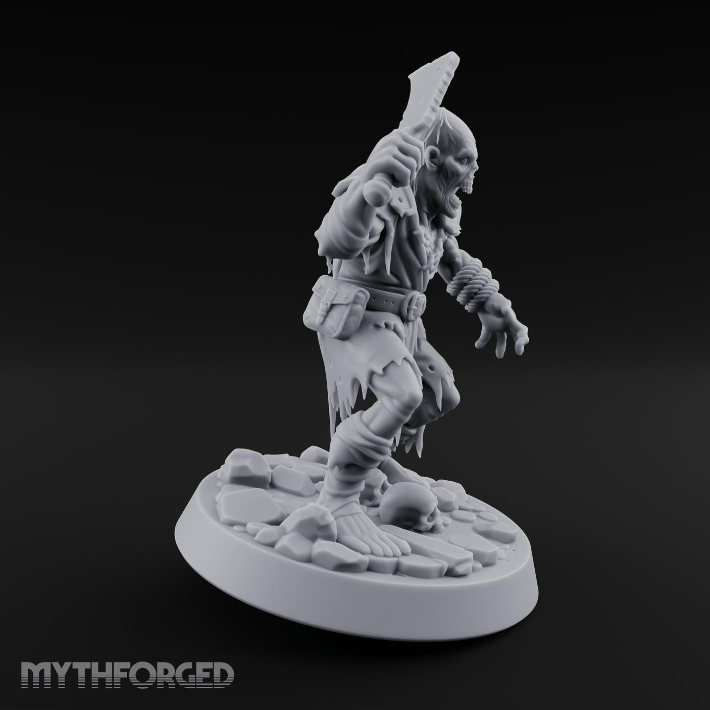 Cleaver Raised Hungry Zombie Brute Miniature for Dungeons and Dragons, Pathfinder or other TTRPGs