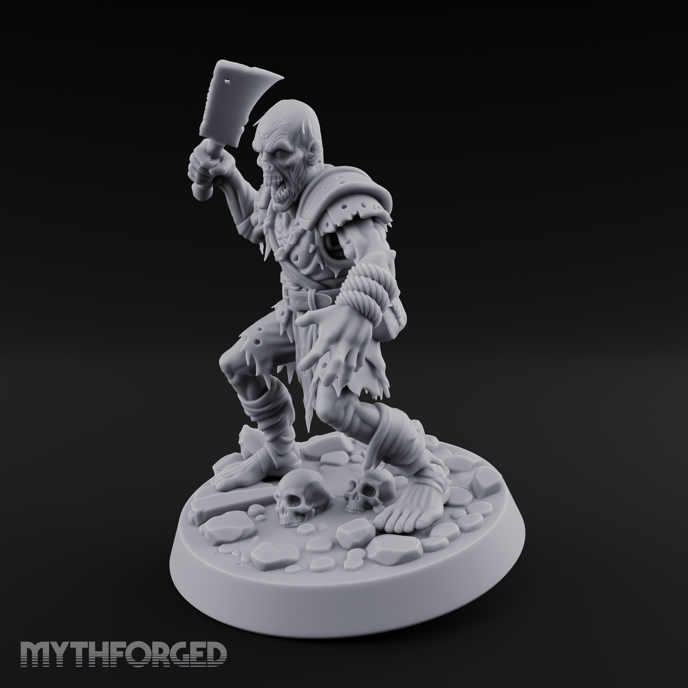 Cleaver Raised Hungry Zombie Brute Miniature for Dungeons and Dragons, Pathfinder or other TTRPGs