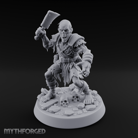 Cleaver Raised Hungry Zombie Brute Miniature for Dungeons and Dragons, Pathfinder or other TTRPGs